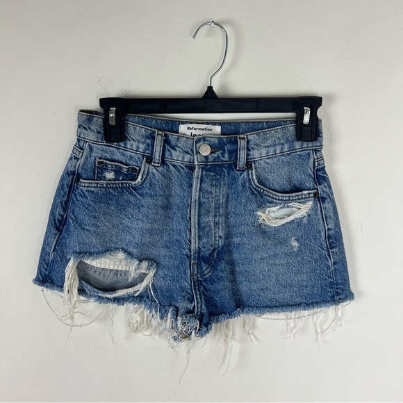 Reformation Dixie High Rise Shorts in Colorado Destroyed Size 24 - Picture 3 of 10